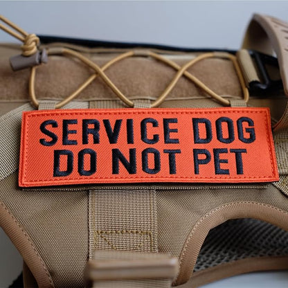 FITZNORA Embroidered Service Dog Do Not Pet Patches, 2 Pack Clear Sign with Hook and Loop Pieces, Easy to Read Tabs for Dog Vest Harness Collar, 4.7 x 1.5 inches