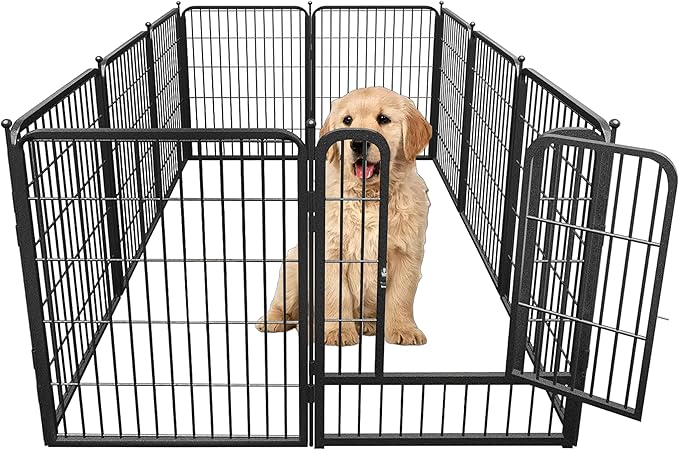 FOUWICK Dog Playpen Designed for Dogs, 32 inch 10 Panels.Perfect Dog Pen for Camping, Yard, RV, Garden Fence, Black (Black, 32inch, 10)
