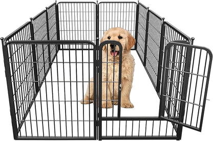 FOUWICK Dog Playpen Designed for Dogs, 32 inch 10 Panels.Perfect Dog Pen for Camping, Yard, RV, Garden Fence, Black (Black, 32inch, 10)