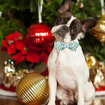 ARING PET Christmas Dog Collar with Bow, Cute Xmas Green Christmas Tree Bowtie Pet Collars for Puppy Small Medium Large Girl Boy Dogs-L