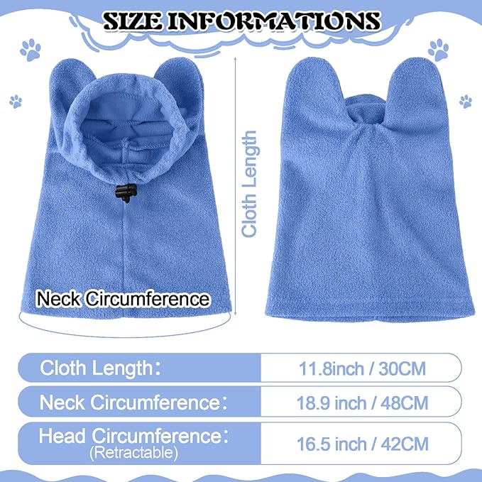 Clysee Winter Dog Hats Quiet Ears for Dogs Ear Muffs Pet Neck Warmer Scarf Hoodie Noise Protection Cover Beanie Head Wrap Costume for Pet Dog Cats(Sky Blue,M)