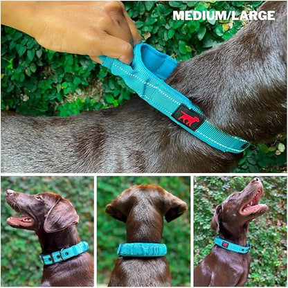Heavy Duty Dog Collar With Handle | Ballistic Nylon Heavy Duty Collar | Padded Reflective Dog Collar With Adjustable Stainless Steel Hardware | Convenient Sizing for All Breeds