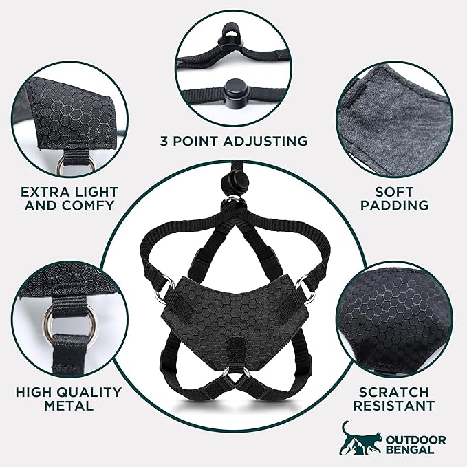 Houdini™ Escape Proof Cat Harness and Leash Set by OutdoorBengal – Red, Large Cat Harness for Walking Big Cats