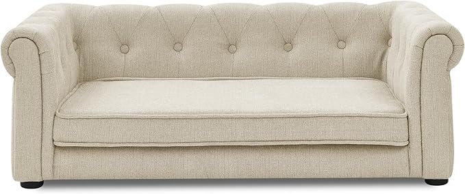 KEIKI 39" Dog Bed for Medium and Large Dogs, Elevated Pet Sofa Bed, Durable Elevated Dog Couch Bed with Legs, Beige