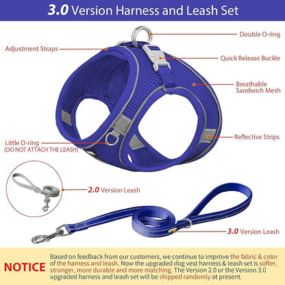 AIITLE Escape Proof Dog Harness - Step in Adjustable Dog Harness No Choke Over with Breathable Mesh and Quick-Release Buckle for All Weather- Outdoor Walking, Training for Medium Dogs Royal Blue XL