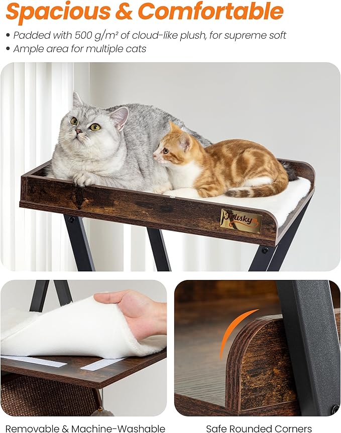 Modern Wood Cat Tree Tower for Indoor Cats Large Adult - 67 Inch Tall Multi-Level Heavy Duty Cat Condo Trees Furniture with Caves Perch Bed Scratching Board - XL Big Sturdy Wooden Kitty Climbing House