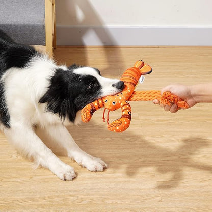 Sedioso Dog Toys, Dog Plush Toy for Large Breed, Cute Squeaky Dogs Toy with Crinkle Paper, Puppy Chew Toy for Small, Middle, Large Breed (Lobster)