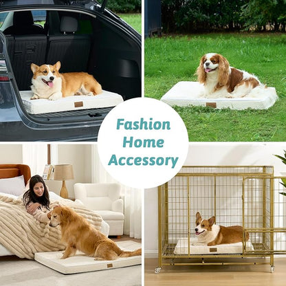 COZY KISS Dog Bed for Extra Large Dogs, Rectangular XL Orthopedic Dog Beds, Foam Anti-Slip Bottom Pet Mat with Washable Removable Cover, Suitable for Pet Up to 100 lbs, 44x32x3 inch, Bed