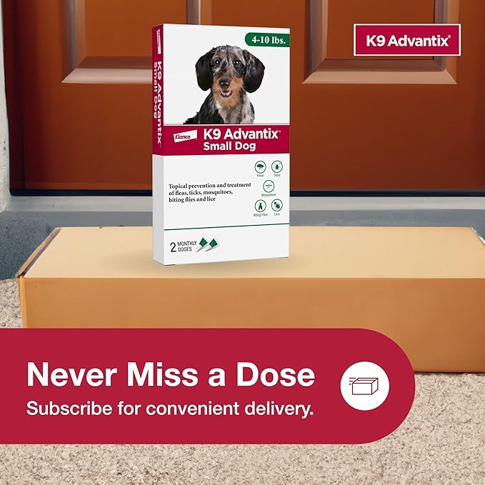 K9 Advantix Flea, Tick & Mosquito Prevention for Dogs 4-10 lbs. | Flea Drops for Small Dogs | Apply Monthly | 6 Treatments (Pack of 3)