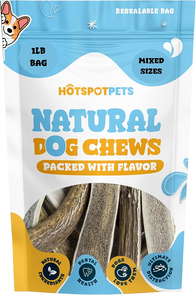 Split Elk Antlers for Dogs - 4-10 Inch Long Dog Chews (1LB Bag) Naturally Shed Antler Bone for Large Breed Aggressive Chewers - Made in USA No Chemicals (1 Pound - 5-6 Pieces, Sizes May Vary)