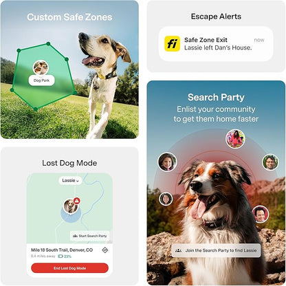 New Fi Series 3+ Smart Dog Tracker Collar [6 Month Membership Included] GPS Tracker for Dogs with Health & Behavior Monitoring, Escape Alerts, Waterproof, LED, Apple Watch Compatible (Pink, X-Large)