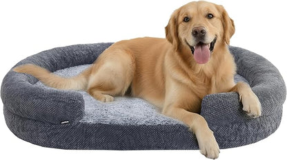 Miorun Bolster Dog Bed, Large Orthopedic Dog Bed with Memory Foam, Spacious Pet Couch Bed with Supportive Structure, Removable Washable Cover, Durable and Stylish Dog Bed for Large Dogs