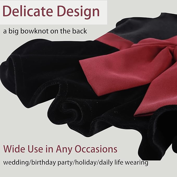 Pet Dresses for Small Dogs Cats Girl, Cute Princess Bowknot Dress Puppy Shirt All Weather Skirt Clothes Cat Apparel for Birthday Wedding Party Holiday (X-Small, Velvet Black)