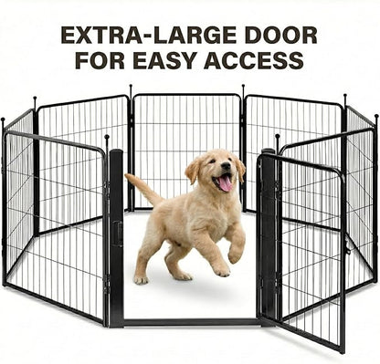FreePet Dog Playpen for Indoor, Yard, RV Camping, 32 inch 8 Panels for Small and Puppy Dogs, Black│Patented (Black)