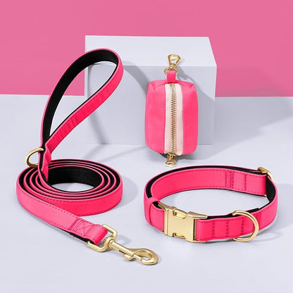 Didog Soft Padded Dog Collars for Medium Dogs, Colorful and Durable Dog Collar with Quick Release Buckle, Light and Breathable for Daily Walking, Pink, M