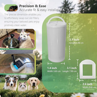 TOGGATH 4+4 Pack Premium Cat and Dog Water Fountain Carbon Filters Compatible with PetSafe Drinkwell 360 Multi-Pet Stainless Steel & Plastic Pet Fountains(128oz/3.8L) with Replacement Foam Filter