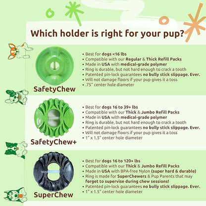 EverChew | Made in USA Bully Stick Holders & Premium All-Natural Bully Stick Starter Packs (SafetyChew & 1 Regular 6" Stick | <16 lbs)