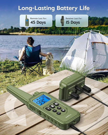 Dog Training Collar with 7 Training Modes, 4200Ft Remote Electronic Dog Shock Collar, Electric Shock Collar for Small Medium Large Dogs,Dark Green