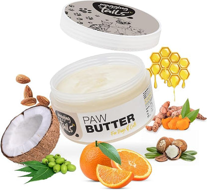 Wagging Tails 6-in-1 Paw Butter 1.76 fl oz for Dogs & Cats | Made with Natural Ingredients Turmeric Extracts, Shea Butter, Bees Wax, | Heals Cracked Paws, Elbows & Dry Itchy Snout