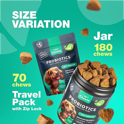 Probiotics for Dogs Gut Health, Digestion, Immunity, Yeast Balance, Itchy Skin, Allergies Support - Dog Probiotic Chews with Digestive Enzymes for Gut Flora- Soft Treats with Pumpkin and Yeast Powder