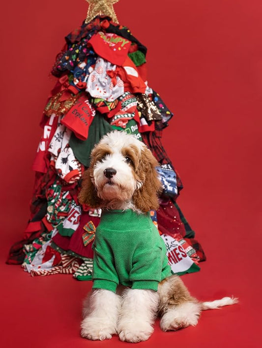 Fitwarm 3 Pack Classic Fleece Dog Sweater, Christmas Dog Winter Clothes for Small Dogs Boy Girl, Holiday Pet Apparel, Burgundy Red, Green, Navy Blue, XL
