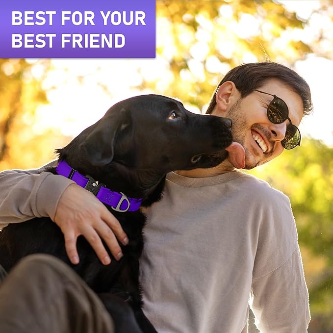 NexaPaw Biothane Dog Collar with Cobra Buckle - Made in USA - QR Code Dog Tag ID Included - Adjustable Heavy Duty Dog Collars for Medium Large Dogs - Waterproof Military Grade Tactical Collar for Dogs