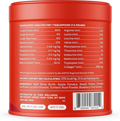 Finn Bone Broth Plus for Dogs | Joint & Mobility Topper Packed with Collagen & Amino Acids | Only 6 Ingredients | Powdered Meal Topper for Dogs