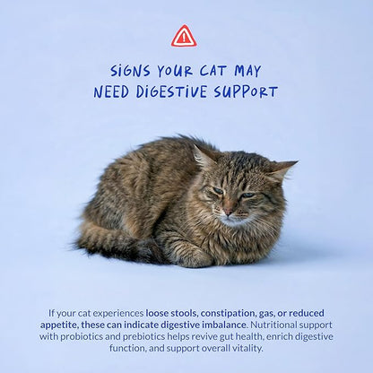 Probiotics for Cats - Diarrhea & Gas Support - with Inulin and Prebiotics - Digestive Gut Health - Allergies, Constipation Support (Powder for Cats)