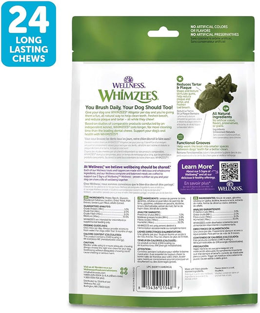 WHIMZEES Wellness Alligator Dog Dental Treats, Natural Chews, Small Size, (24 Count)