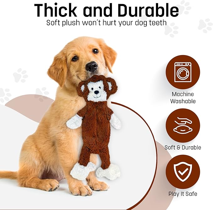 FGA MARKETPLACE Monkey-Frog Flat NO Stuffing NO Squeak Plush Dog Toy, Funny Style Will Entertain Your Pet for Hours, Recommended for Small and Medium Dog 21 INCH Long