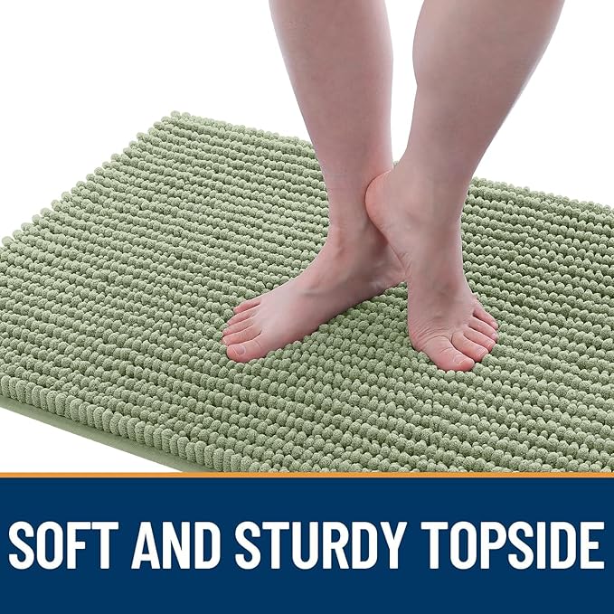 OLANLY Dog Door Mat for Muddy Paws 30x20, Ultra Absorbent Chenille Mud Doormat, Non-Slip Washable and Dirt Trapping Doormat for Indoor Entryway, Quick-Dry Indoor Pet Bed Mats for Dogs, Sage Green