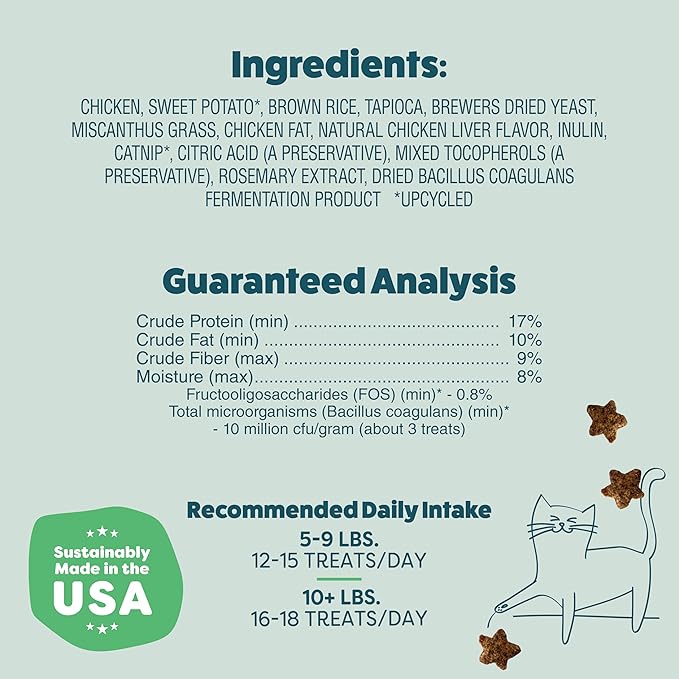 Shameless Pets Crunchy Cat Snacks & Treats – Healthy Cat Treats for Indoor Cats & Kittens with Catnip, Real Chicken & Digestive Support, Catnip N Chill (12 oz)