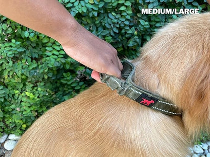 Tuff Pupper Heavy Duty Dog Collar with Handle | Ballistic Nylon Heavy Duty Collar | Padded Reflective Dog Collar with Adjustable Stainless Steel Hardware | Convenient Sizing for All Breeds