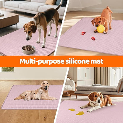 Pee Pads for Dogs, 40" x 28" Extra Large Reusable Silicone Mat, Washable Puppy Training Pads for Potty Training, Non-Slip, Leak-Proof, Indoor Floor Protection (Pink)