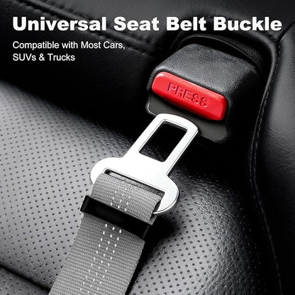 Dog Seat Belt for Car, Adjustable Dog Car Harness Seatbelt for Small Medium Large Dogs, Heavy Duty Travel Safety Restraint with Locking Aluminum Hook & Reflective Nylon Strap, Gray