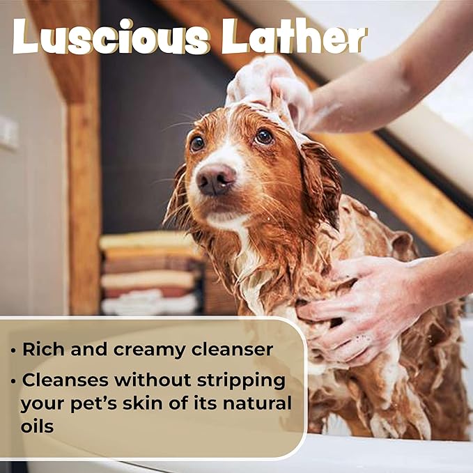 Oatmeal Dog Shampoo for Itchy Skin Relief - 1 Gallon with a Pump - Made with Coconut, Aloe Vera, Essential Oils, and More - Hypoallergenic Shampoo for Cleaning and Nourishing Dog Skin and Coat