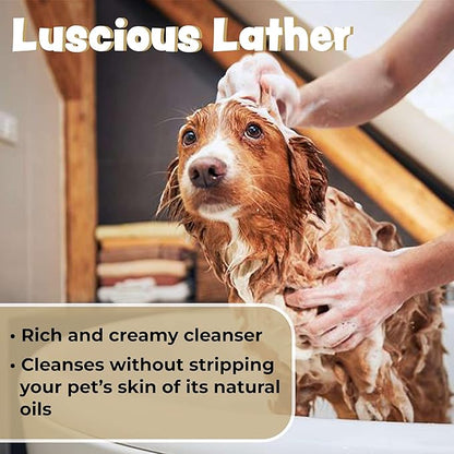 Oatmeal Dog Shampoo for Itchy Skin Relief - 1 Gallon with a Pump - Made with Coconut, Aloe Vera, Essential Oils, and More - Hypoallergenic Shampoo for Cleaning and Nourishing Dog Skin and Coat