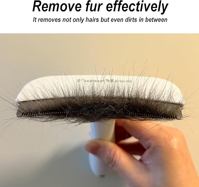 FurorMeow Pet Deshedding Tool with Curve Blade, Cat Grooming Brush, Tight V-shaped Teeth Shedding Comb for Cats and Dogs (White, Large)
