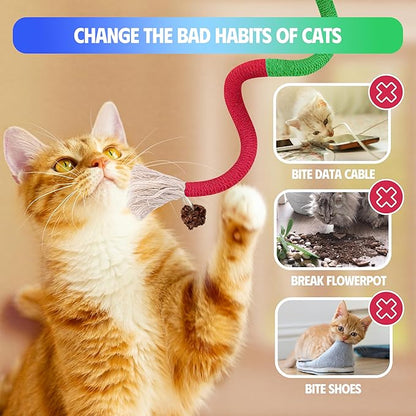 GBSYU Cat Toys Chew Rope & Silvervine Sticks for Bored Indoor Adult Cats, 4Pcs Interactive Catnip Toys for Cats with Refillable Natural Catnip Bag for Teeth Cleaning
