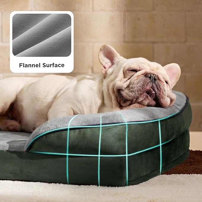 Bedsure Orthopedic Dog Bed for Medium Dogs - Waterproof Dog Sofa Beds Medium, Supportive Foam Pet Couch Bed with Removable Washable Cover, Waterproof Lining and Nonskid Bottom, Dark Green