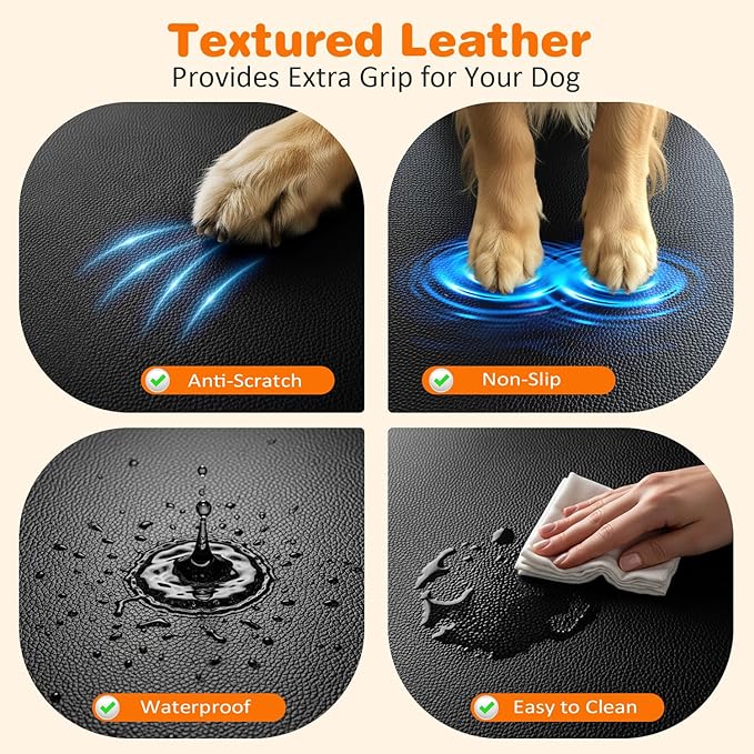 URPOWER PU Leather Backseat Extender for Dogs, Hard Bottom Dog Car Seat Cover for Back Seat, Waterproof Dog Car Hammock Anti-Scratch Pet Rear Seat Protector Travel Bed for Car and SUV