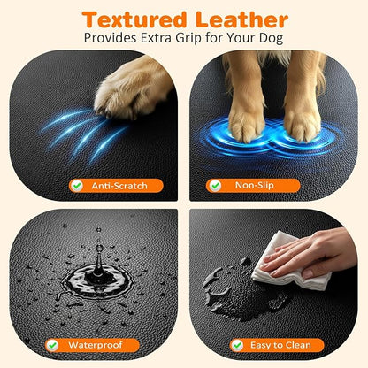 URPOWER PU Leather Backseat Extender for Dogs, Hard Bottom Dog Car Seat Cover for Back Seat, Waterproof Dog Car Hammock Anti-Scratch Pet Rear Seat Protector Travel Bed for Car and SUV
