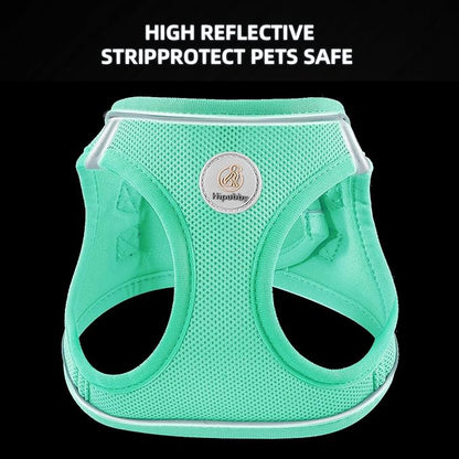 Hipubby Dog Harness and Leash Set, No Pull Soft Mesh Puppy Harness for Small Medium Dogs, Cats - Step in Reflective Breathable Lightweight Vest Harness for Walking, Training - Green, M