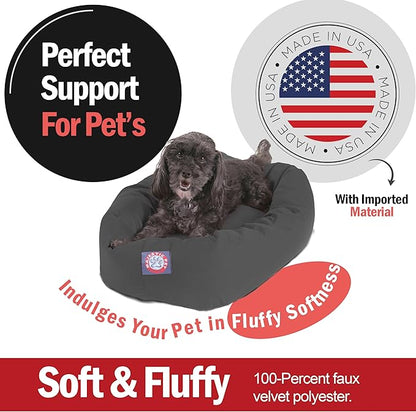 Majestic Pet 24 Inch Bagel Calming Dog Bed Washable – Cozy Soft Round Dog Bed with Spine Support for Dogs to Rest Their Head - Fluffy Donut Puppy Mat 24x19x7 (Inch) Small - Gray