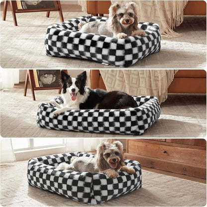 JOEJOY Small Dog Bed for Small Dogs, Rectangle Washable Orthopedic Corduroy Fleece Pet Bed with Removable Zipper Cover, Cute Soft Calming Puppy Bed with Non Skid Bottom