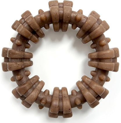Nylabone Textured Ring Strong Chew Toy for Dogs Made with Real Beef & Chicken, Durable Dog Chew Bones for Aggressive Chewers, Keeps Dogs Busy, Small Dog Toys - Up to 25 lbs, 1 Count