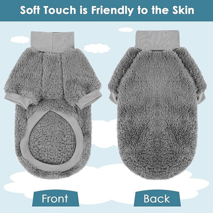 SUNFURA Sphynx Cat Sweater, Hairless Cats Turtleneck Pullover Kitten Sweaters for Cats Only, Warm and Soft Cat Pajamas Shirt with Sleeves Pet Winter Clothes Fleece Jumpsuit for Puppy, Grey M