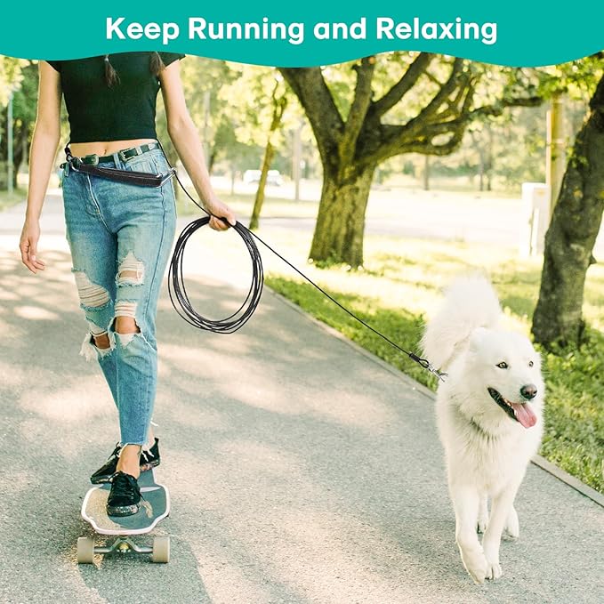 Long Dog Leash Chew Proof, Tie Out Cable for Dogs Heavy Duty 10/20/30/50 ft with Carabiner, Dog Leads for Yard for Medium Large Dogs, Dog Long Leashes with Padded Handle (Black, 50Ft)