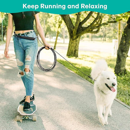 Long Dog Leash Chew Proof, Tie Out Cable for Dogs Heavy Duty 10/20/30/50 ft with Carabiner, Dog Leads for Yard for Medium Large Dogs, Dog Long Leashes with Padded Handle (Black, 50Ft)