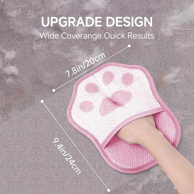 Pet Hair Removal Glove for Dogs & Cats - Electrostatic Grooming Mitt with Dual-Action Bristles | Reusable Washable Furniture Couch Car Lint Remover Tool